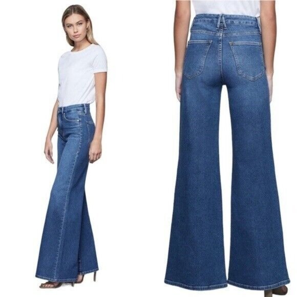 Good American GOOD WAIST PALAZZO Jeans Indigo Women’s Size 26 - Picture 1 of 11